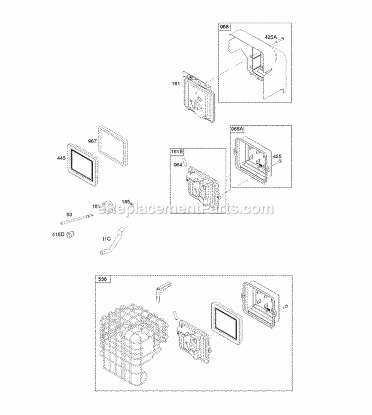 Air Cleaner Diagram and Parts List for 21T202-0122-G1  Briggs and Stratton Engine